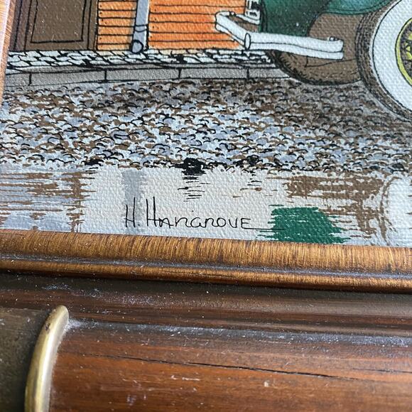 H. Hargrove Serigraph Oil Painting on Canvas Antique Car, General Store – Framed - Picture 9 of 16